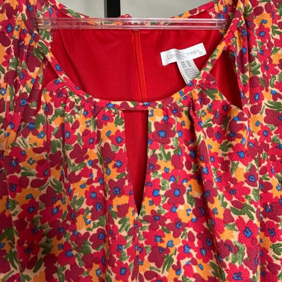 London Times Floral Romper!-size 16 women‎ one piece flutter sleeve light summer - Picture 2 of 6